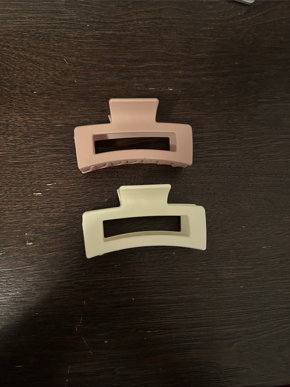 Matte Beige Rectangle Hair Claw Clips - 2 Pack